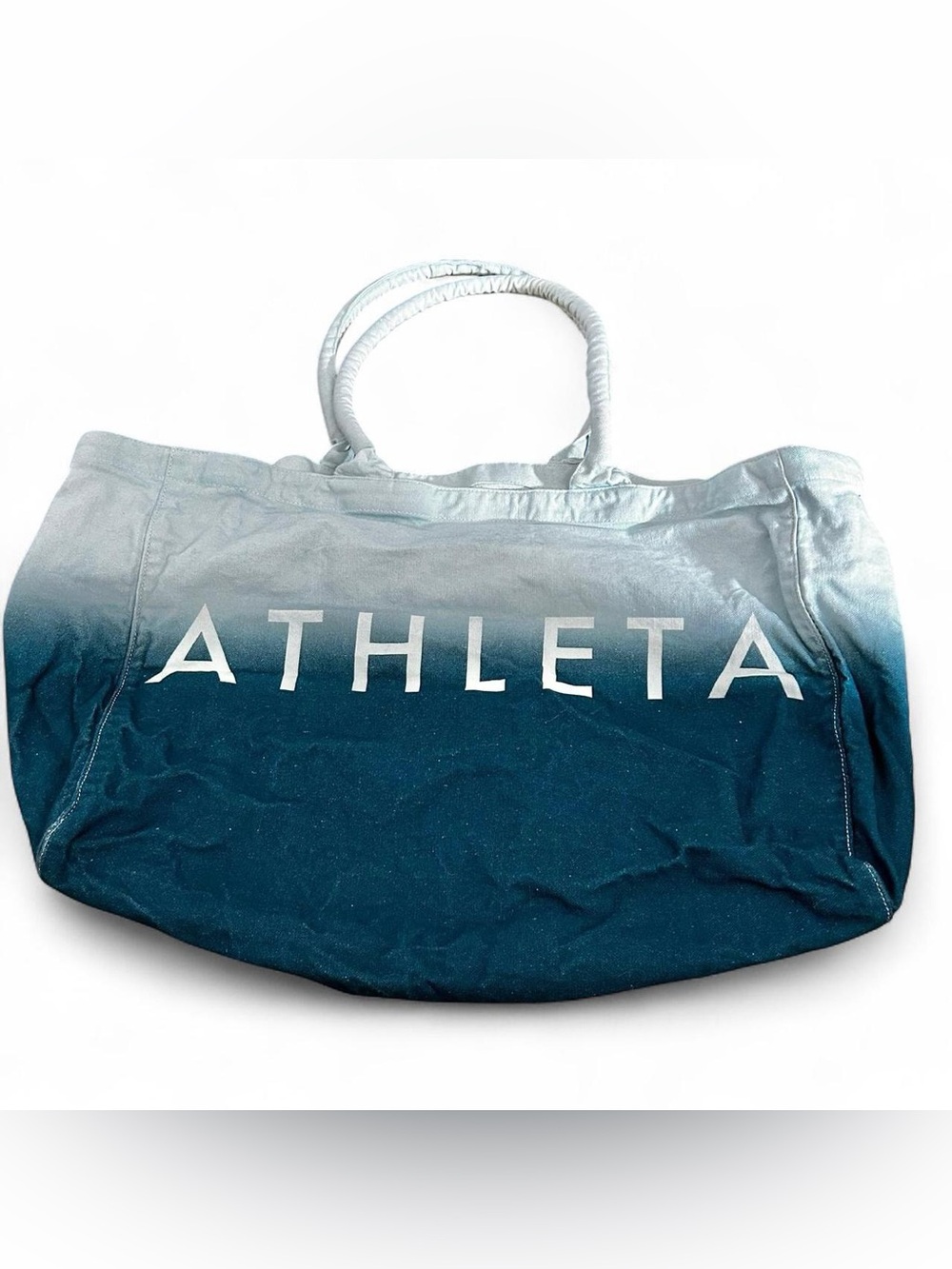 Athleta teal and white ombre tote bag